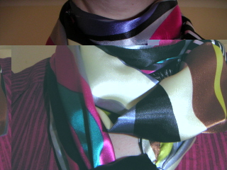 Homemade Scarf made from recycled material from Liskeard scrapstore.